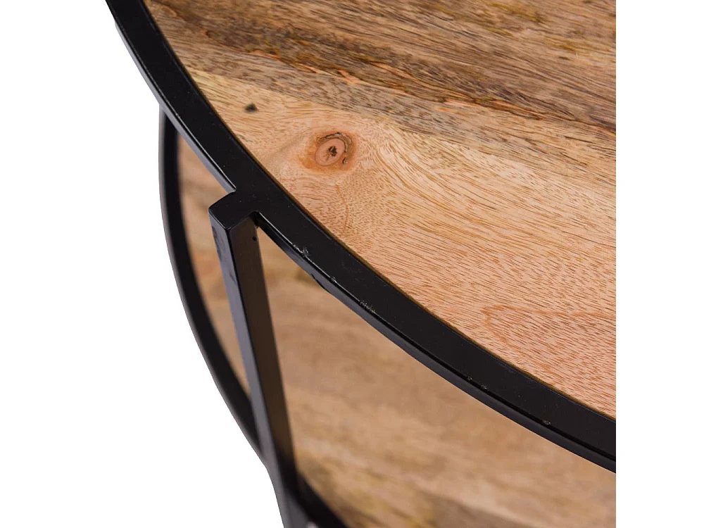 Console demi lune 2 niveaux en bois de manguier