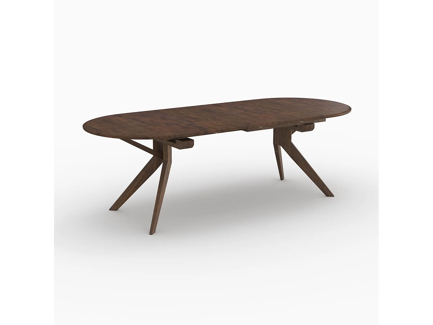 Table extensible en bois d'hévéa massif foncé 6 à 10 personnes - Oli