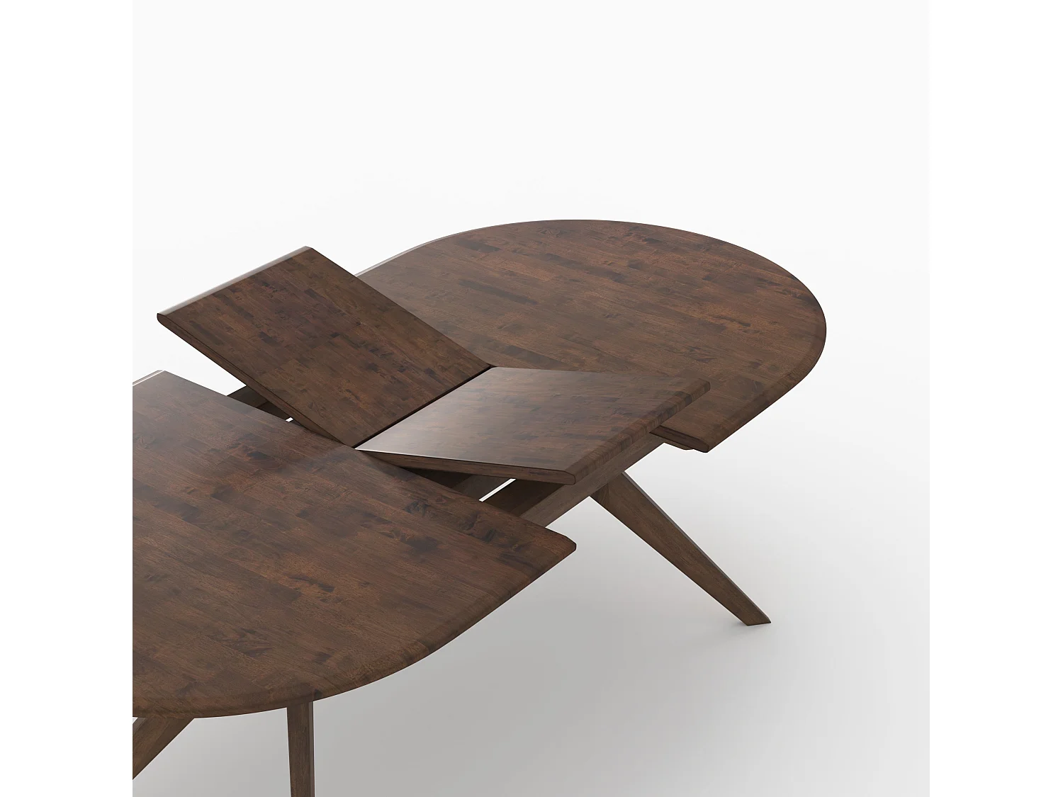 Table extensible en bois d'hévéa massif foncé 6 à 10 personnes - Oli