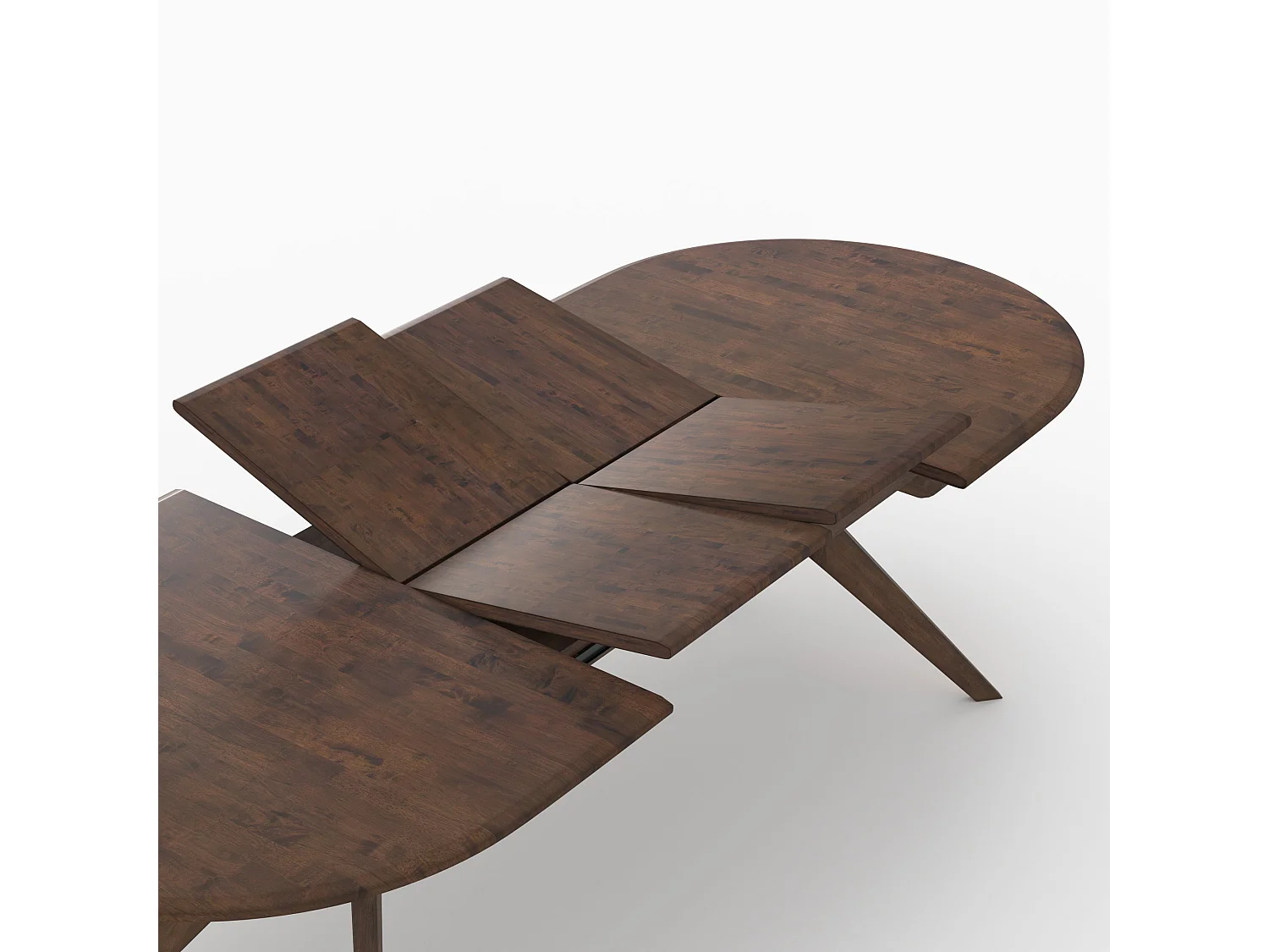 Table extensible en bois d'hévéa massif foncé 6 à 10 personnes - Oli