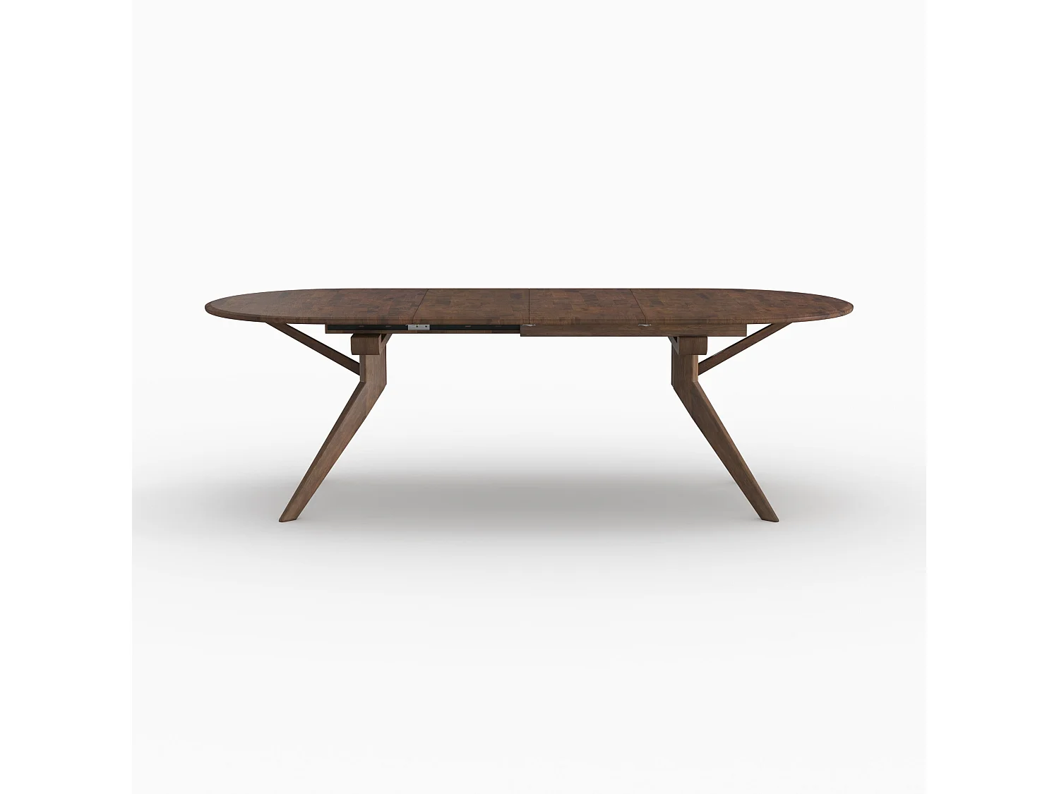 Table extensible en bois d'hévéa massif foncé 6 à 10 personnes - Oli