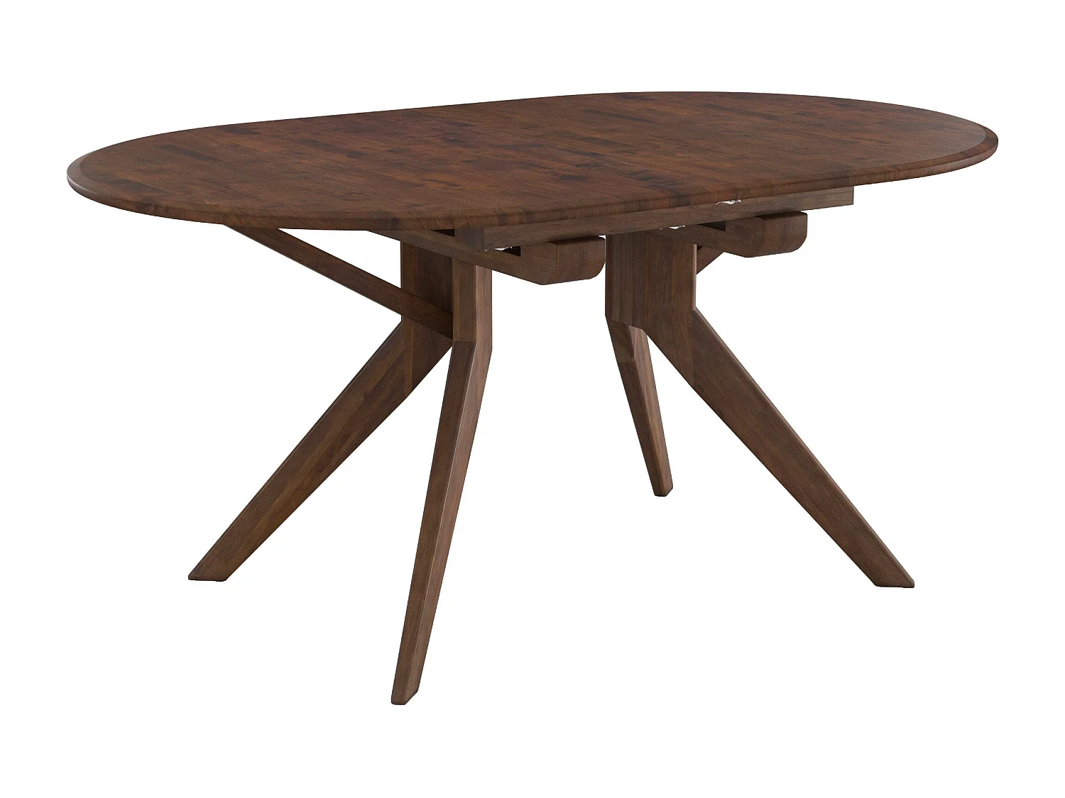 Table extensible en bois d'hévéa massif foncé 6 à 10 personnes - Oli