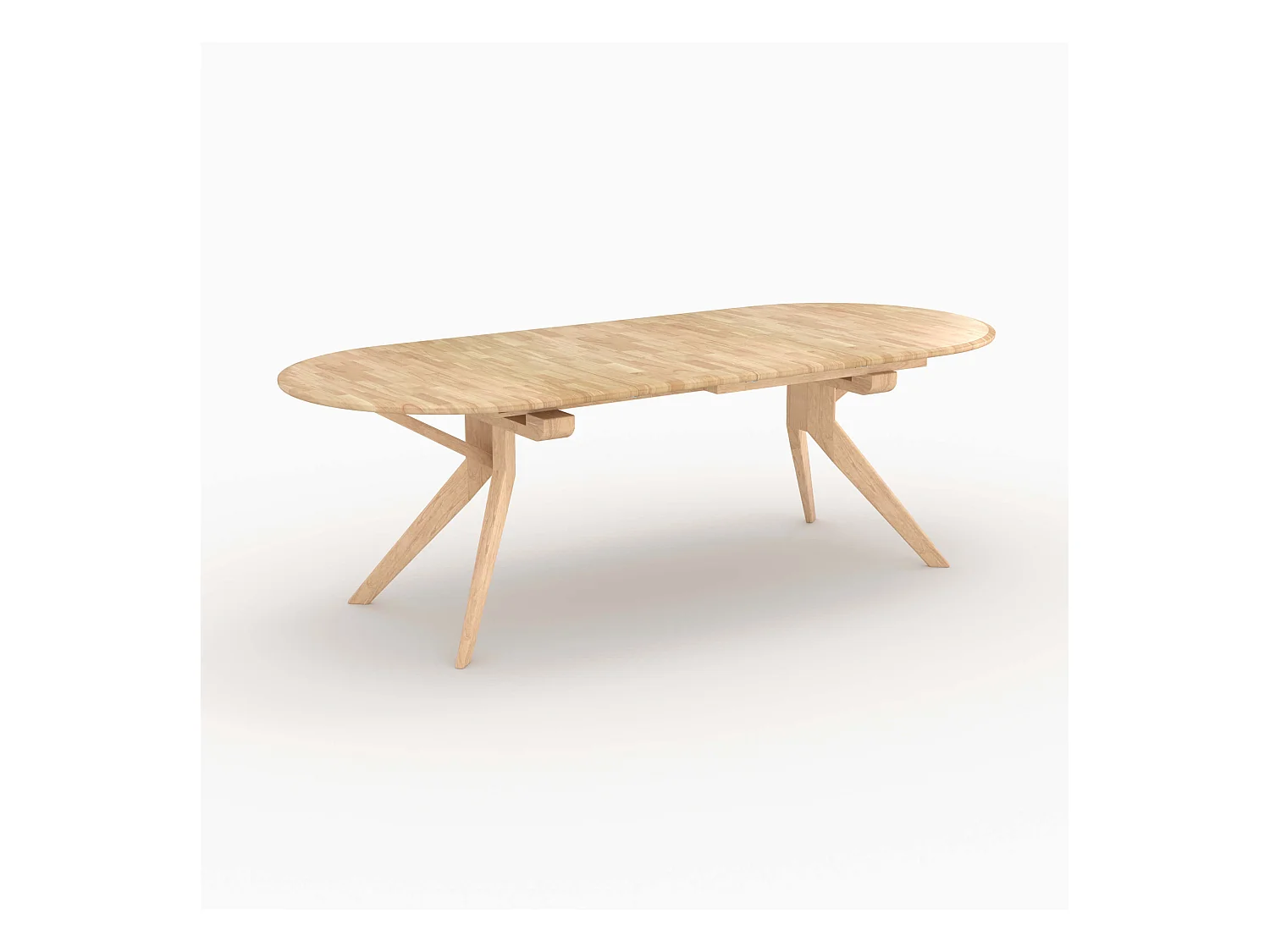 Table extensible en bois d'hévéa massif clair 6 à 10 personnes - Oli