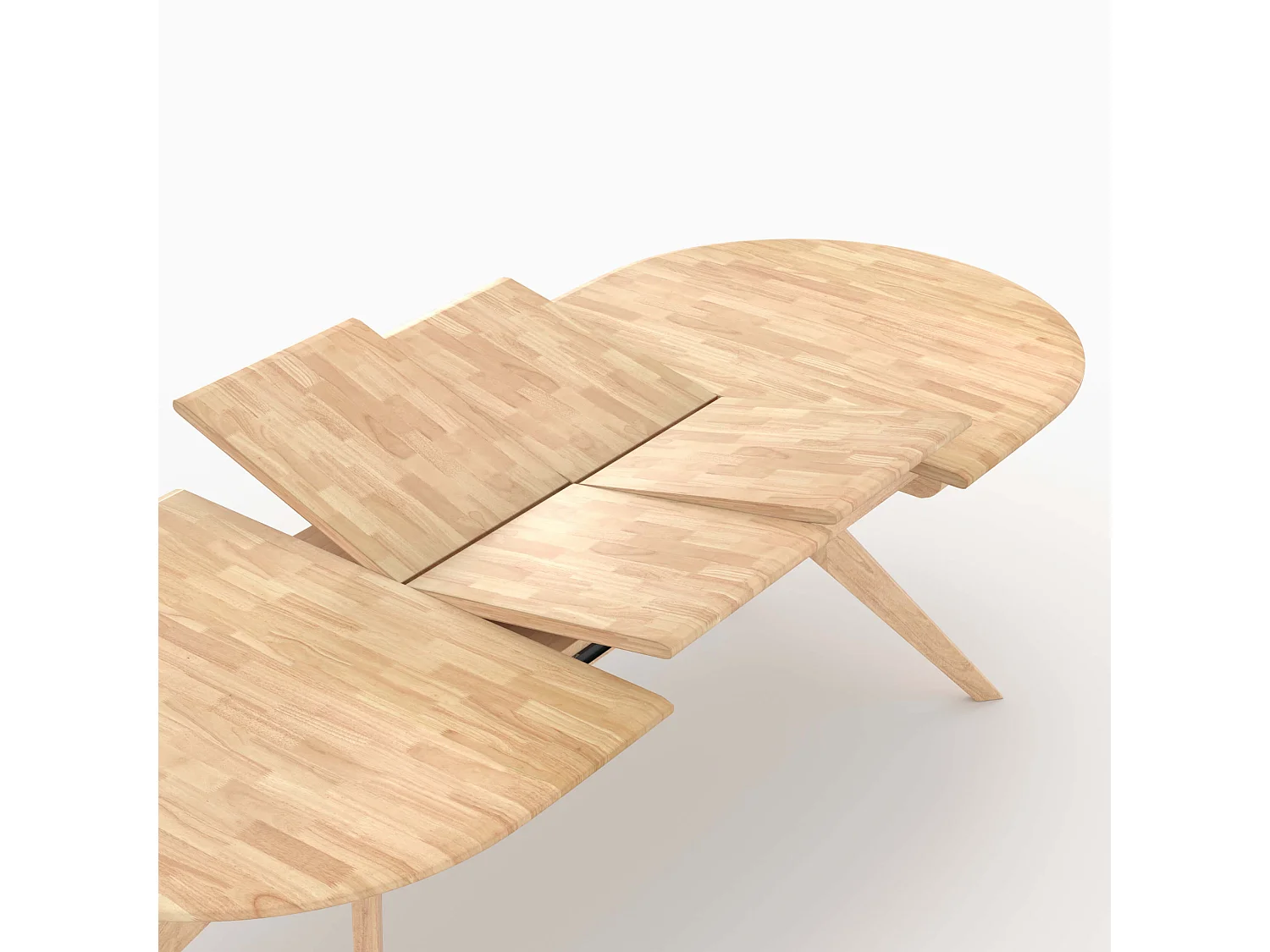 Mesa extensible de madera maciza de hevea clara 6 a 8 personas - Oli