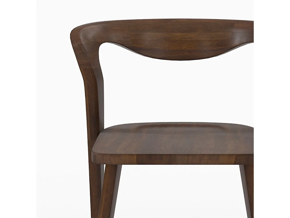 Chaise en bois d'hévéa foncé, dossier courbé - Vega