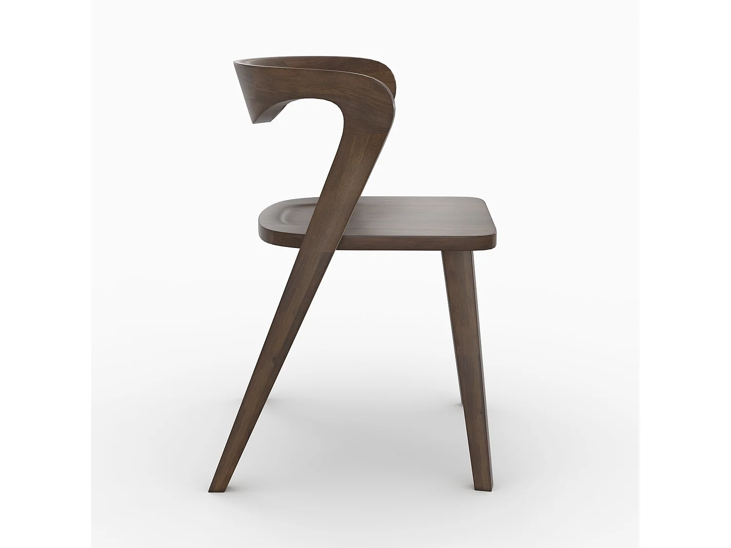 Chaise en bois d'hévéa foncé, dossier courbé - Vega