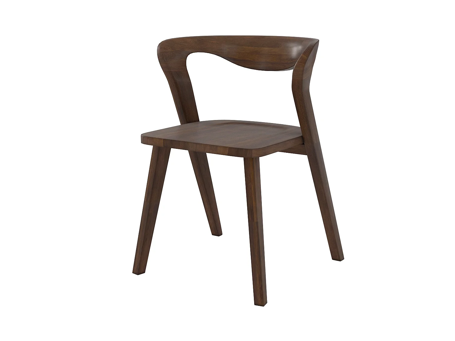 Silla de madera de hevea oscura, respaldo curvado - Vega