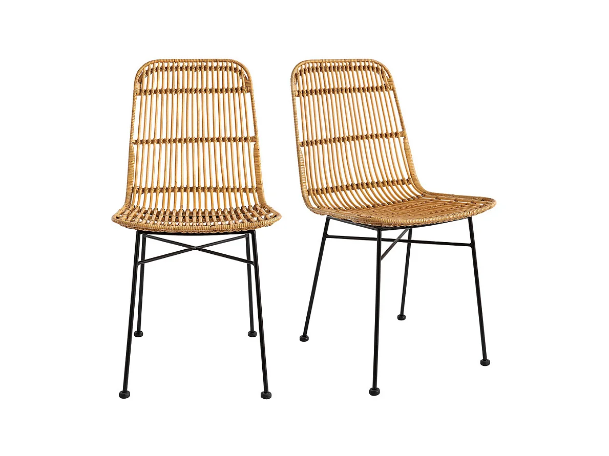 Chaises en rotin et métal noir (lot de 2) MALACCA