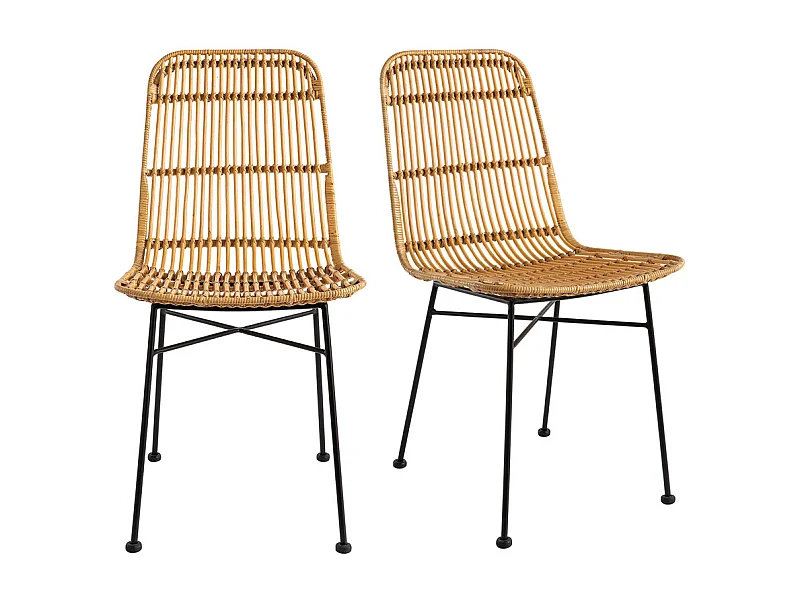 Chaises en rotin et métal noir (lot de 2) MALACCA