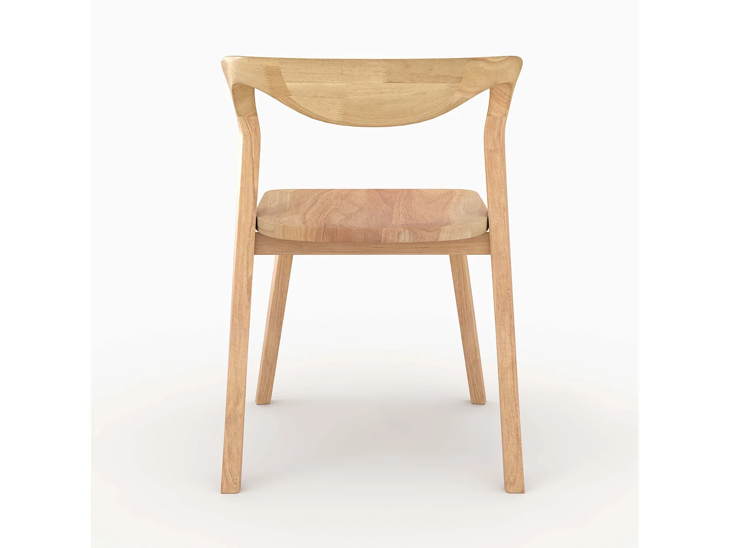 Sedia in legno di gomma chiara, schienale curvo - Vega