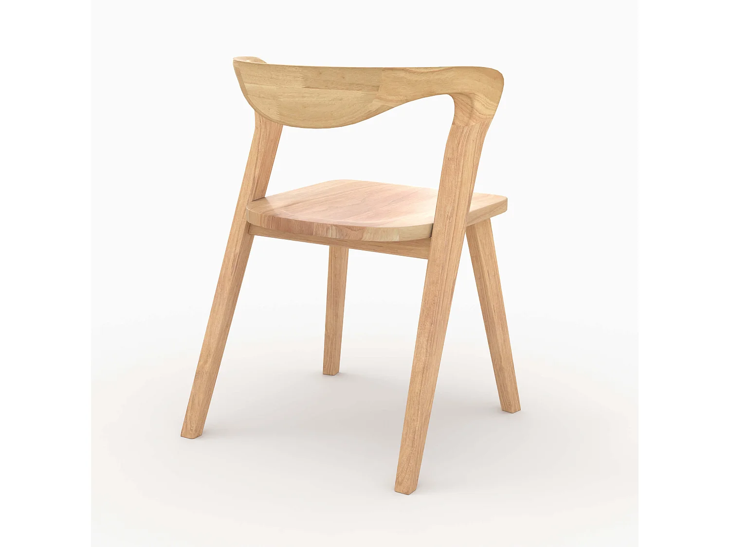 Sedia in legno di gomma chiara, schienale curvo - Vega