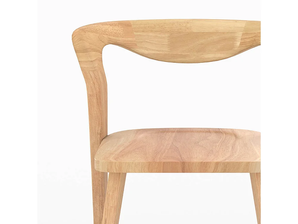 Sedia in legno di gomma chiara, schienale curvo - Vega