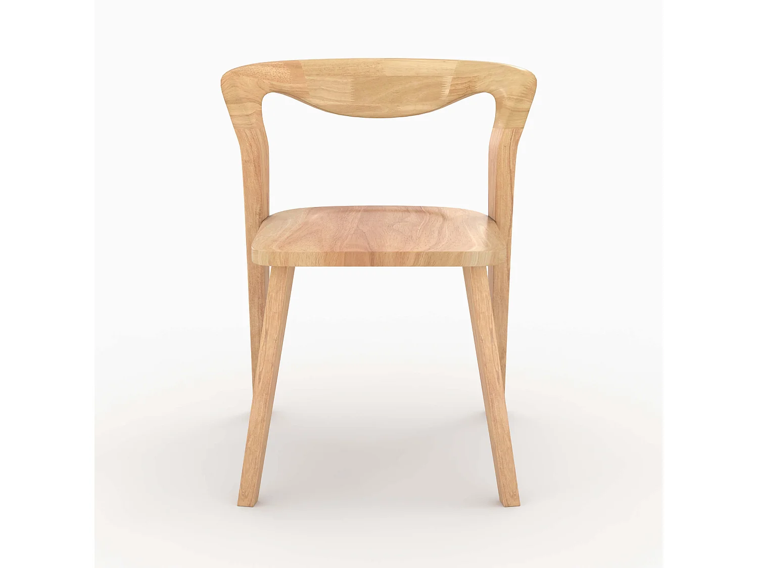 Sedia in legno di gomma chiara, schienale curvo - Vega