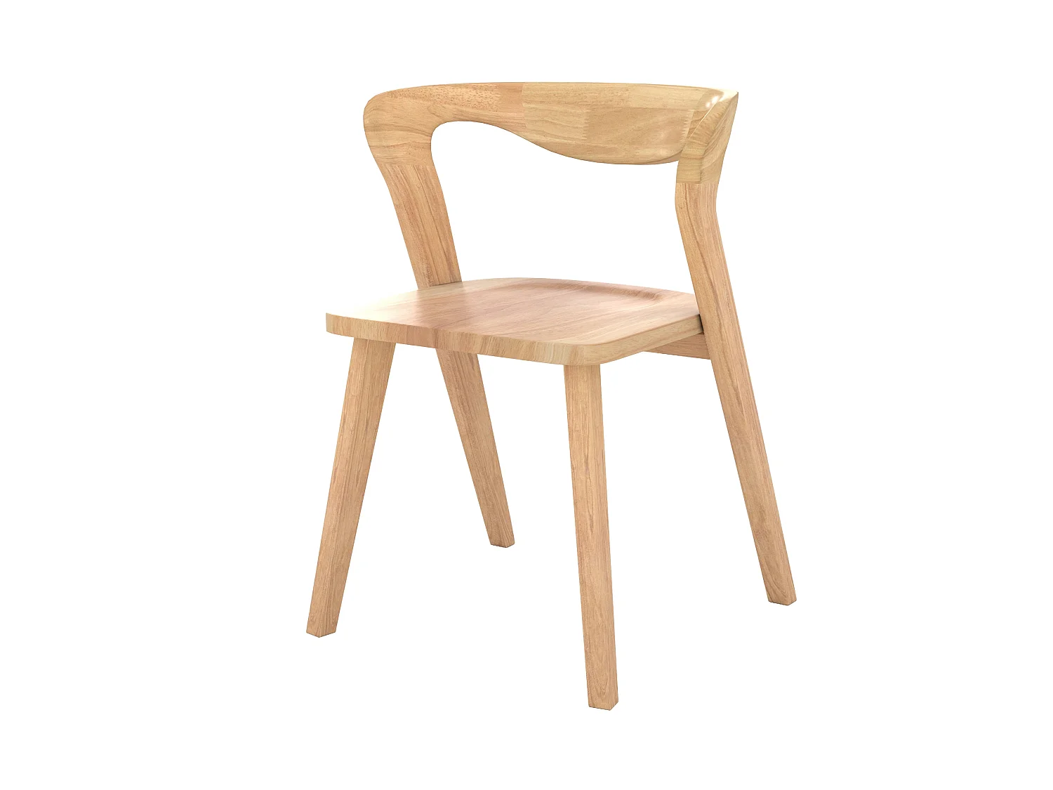 Sedia in legno di gomma chiara, schienale curvo - Vega