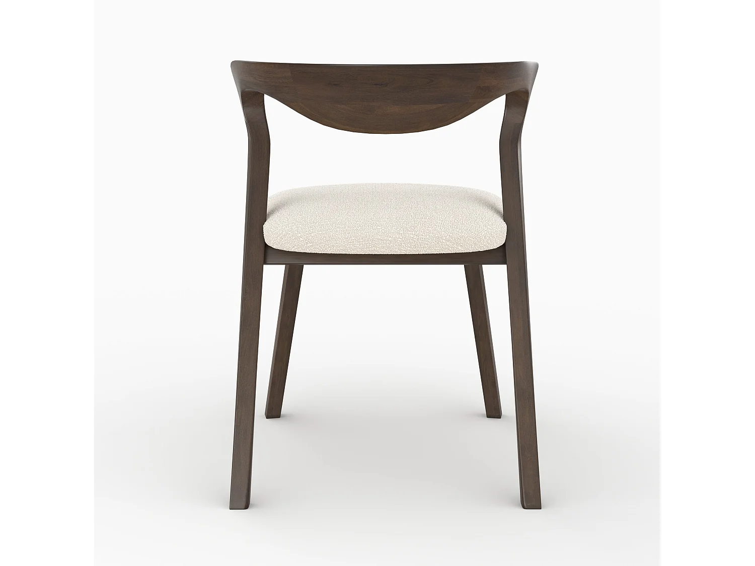 Silla de madera de hevea oscura y tejido bouclé crema - Vega