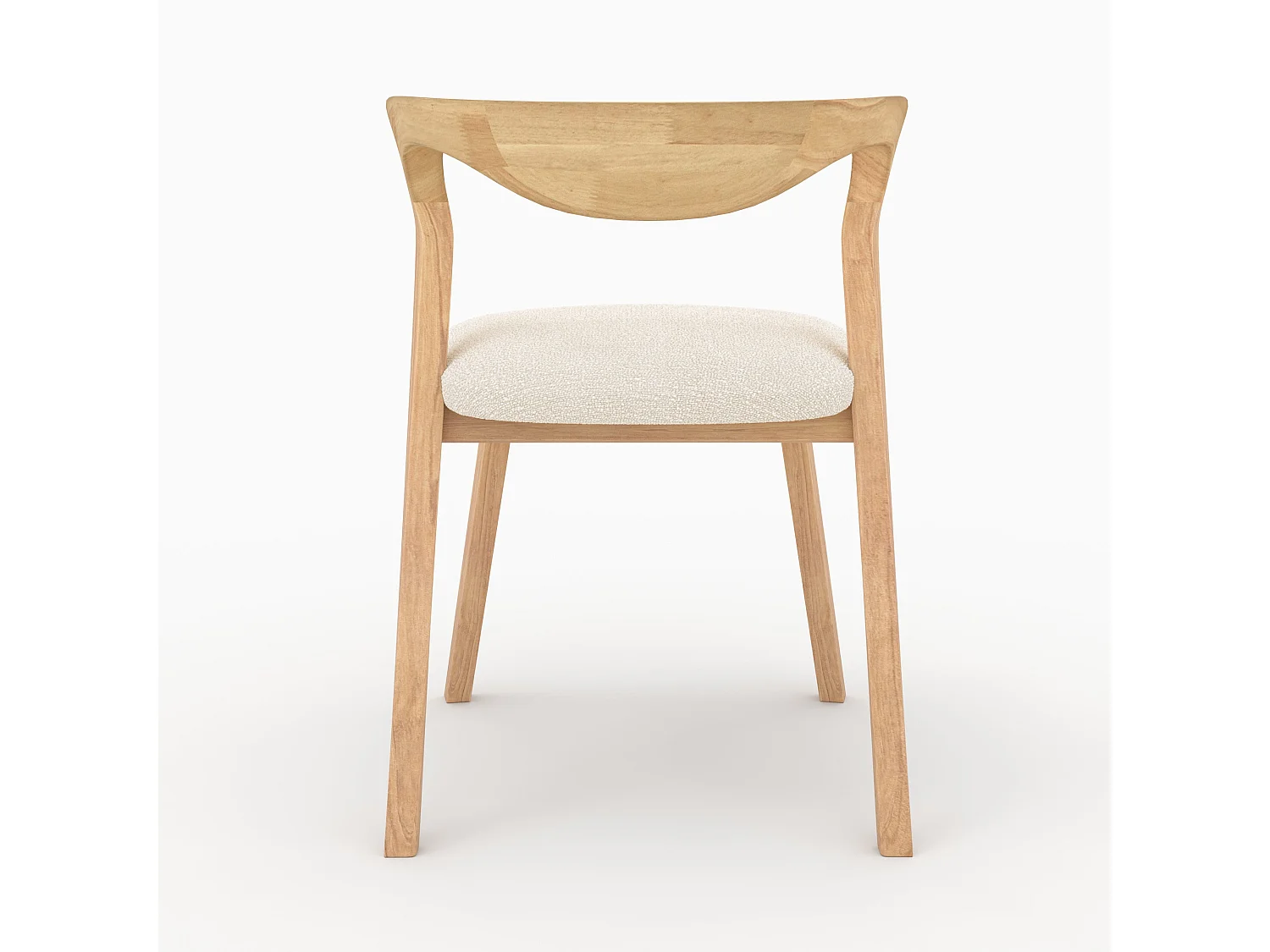 Chaise en bois d'hévéa clair et tissu bouclé crème - Vega