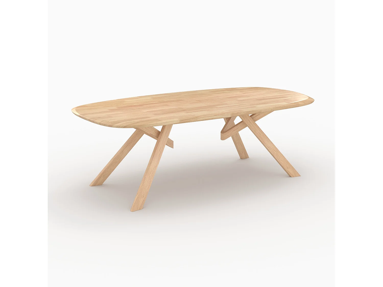 Mesa rectangular de madera maciza de hevea clara 8 personas - Merlin