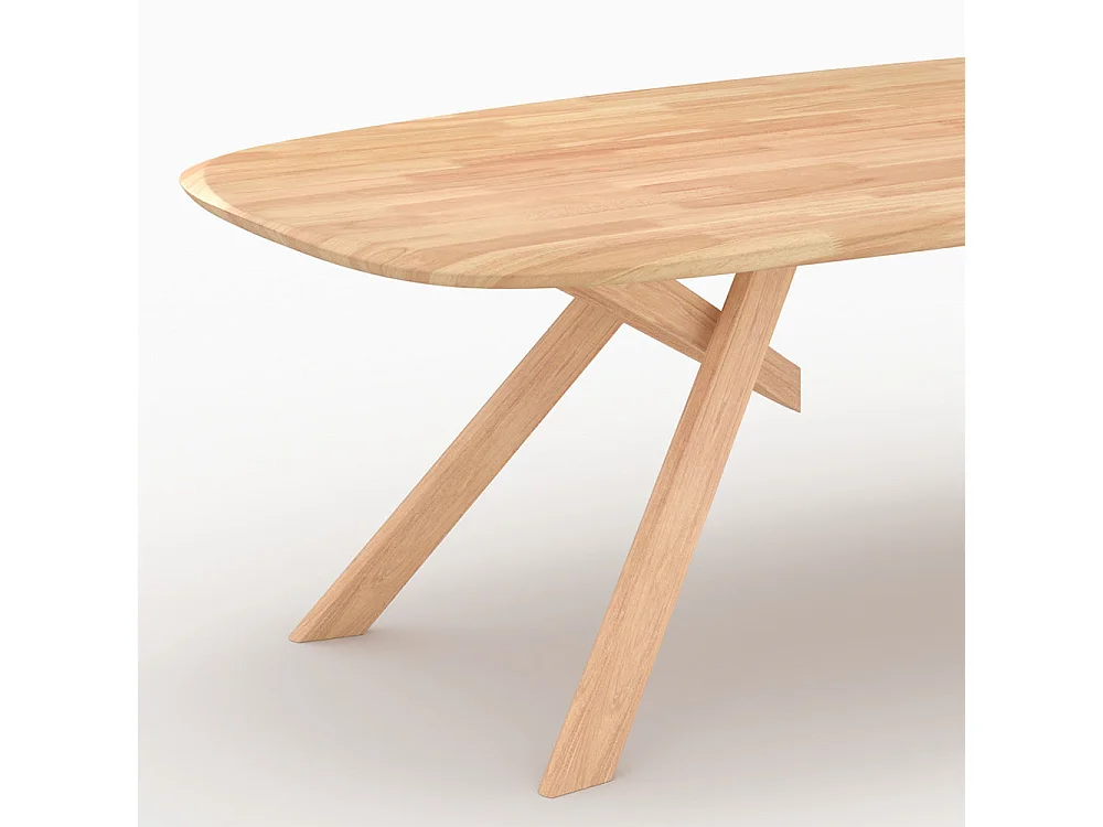 Mesa rectangular de madera maciza de hevea clara 8 personas - Merlin