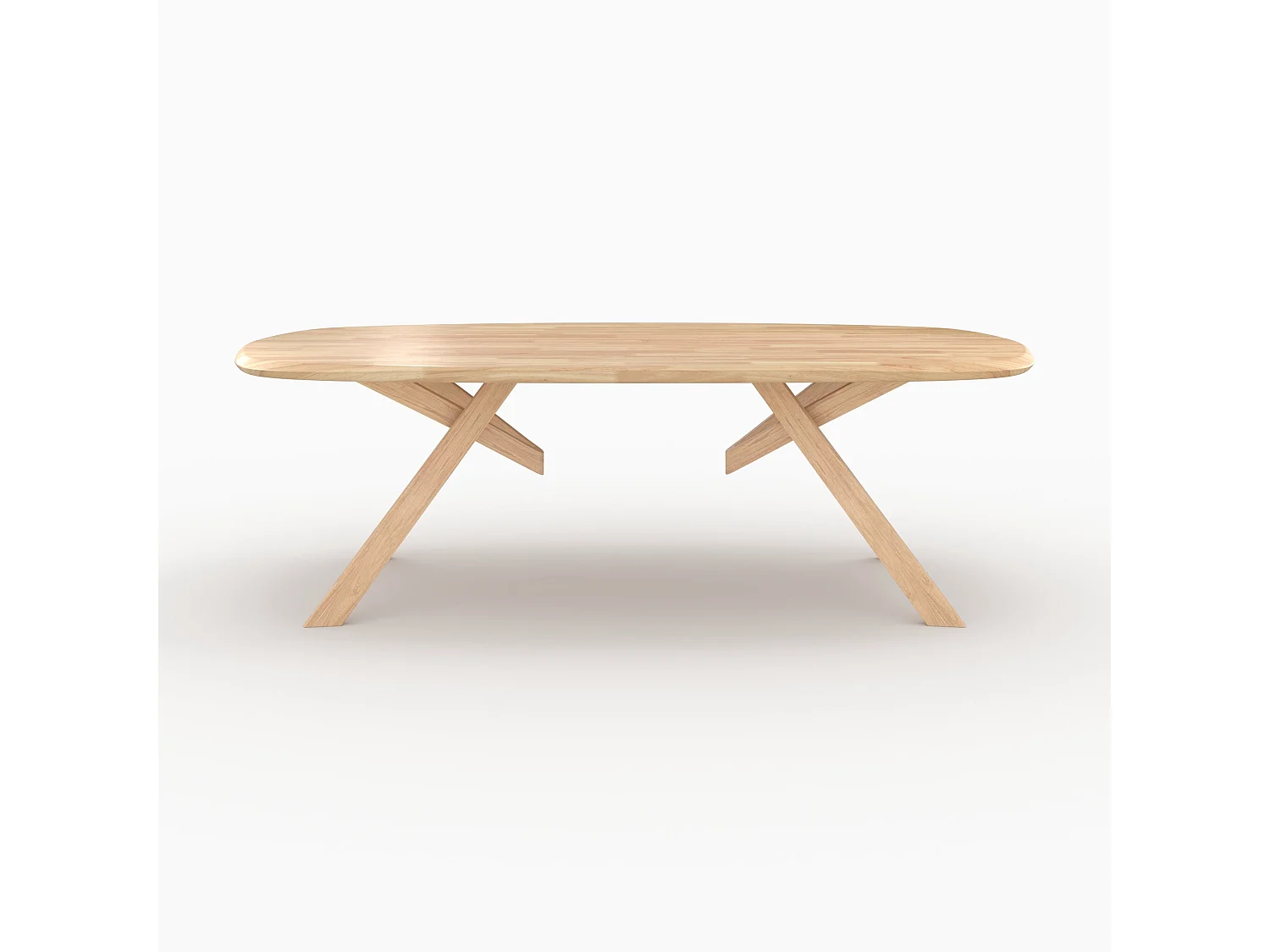 Mesa rectangular de madera maciza de hevea clara 8 personas - Merlin