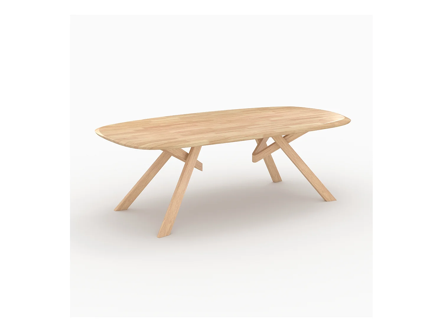 Table rectangulaire en bois d'hévéa massif clair 8 personnes - Merlin