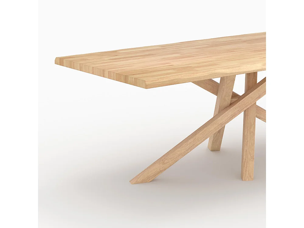 Mesa rectangular de madera maciza de hevea clara 8 personas - Robin