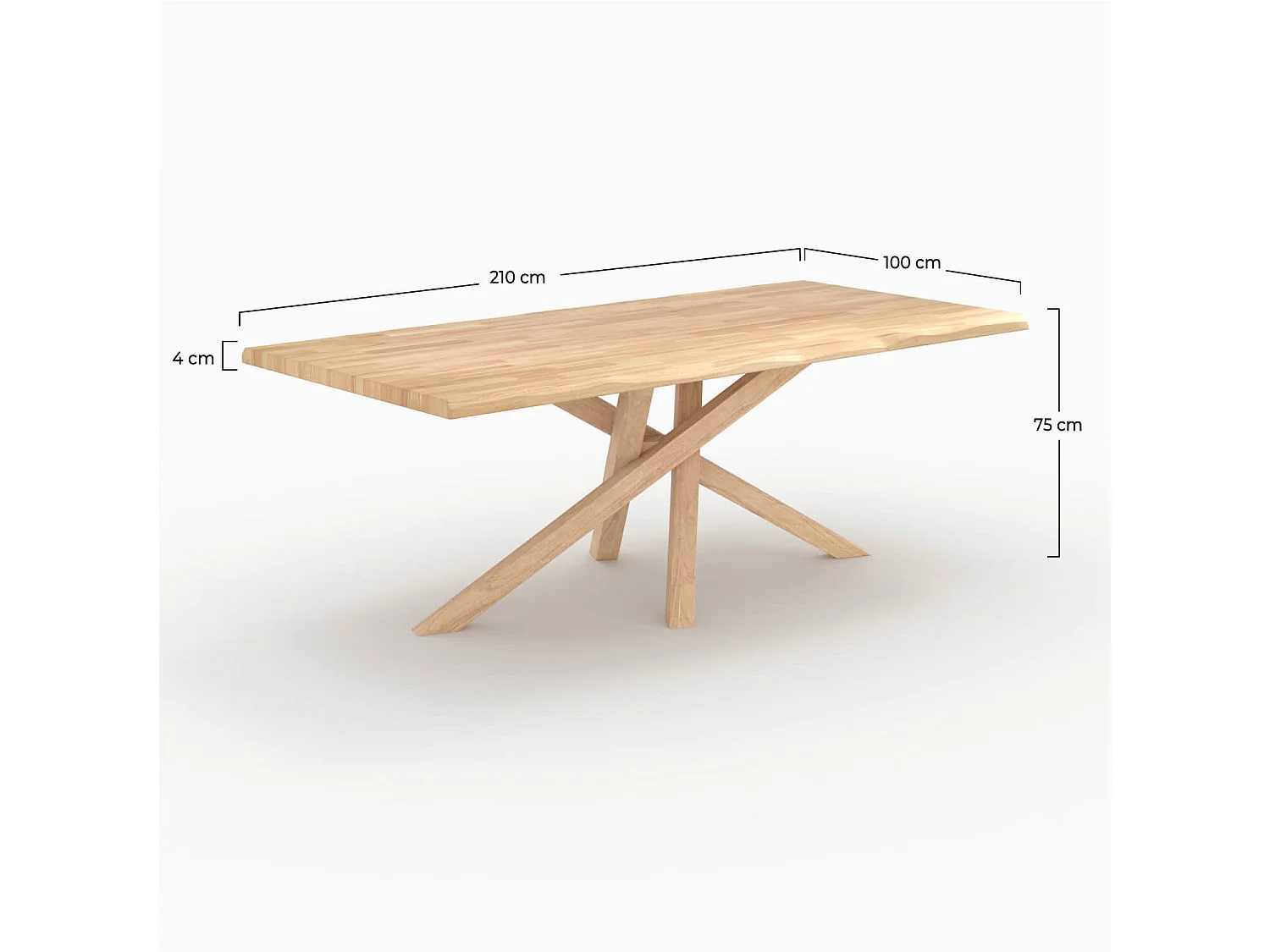 Mesa rectangular de madera maciza de hevea clara 8 personas - Robin