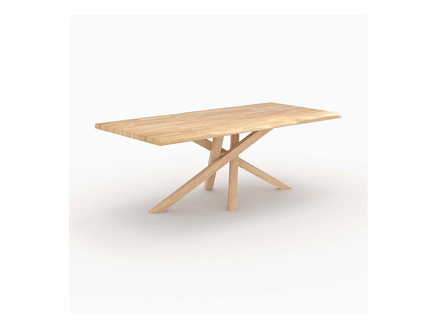 Table rectangulaire en bois d'hévéa massif clair 8 personnes - Robin