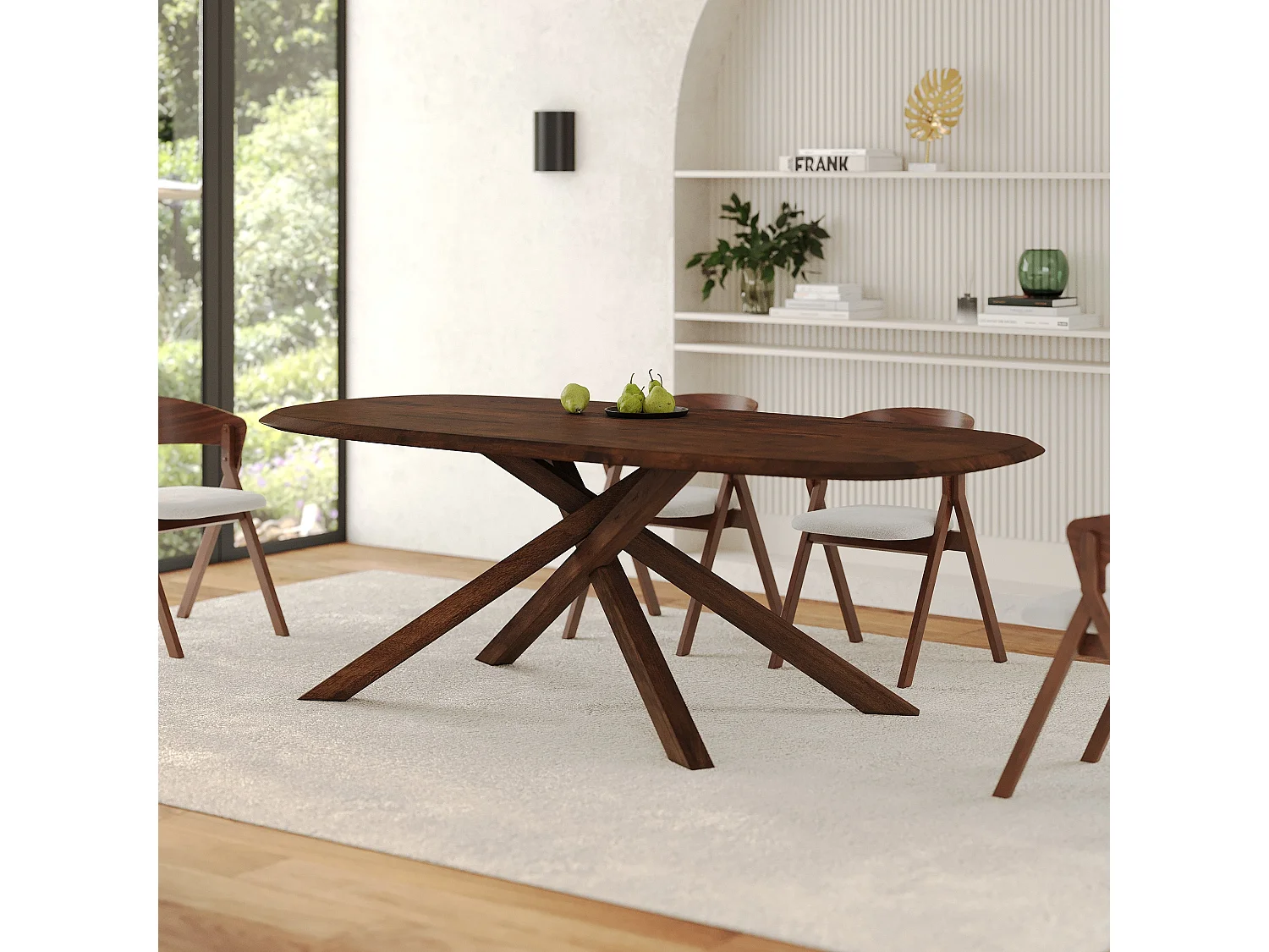 Mesa rectangular de madera maciza de hevea oscura 10 plazas - Aladin