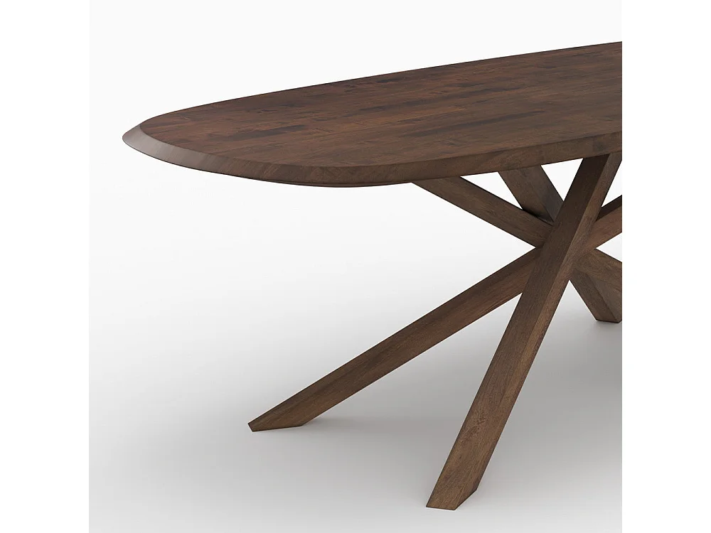 Mesa rectangular de madera maciza de hevea oscura 10 plazas - Aladin