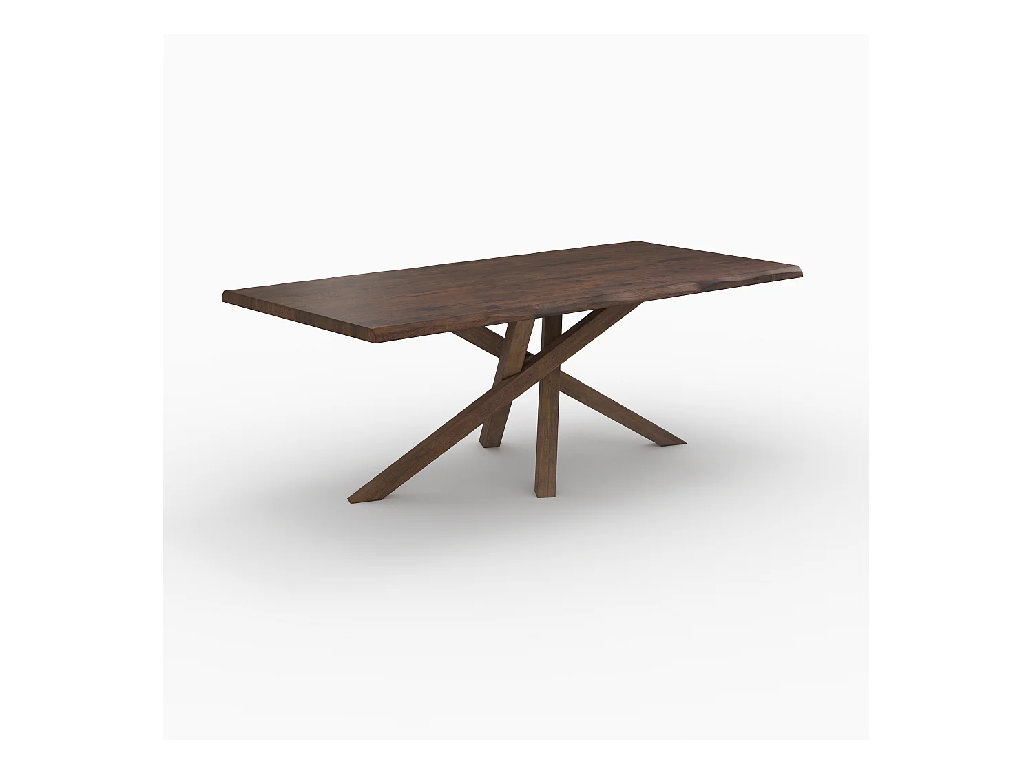 Table rectangulaire en bois d'hévéa massif foncé 8 personnes - Robin