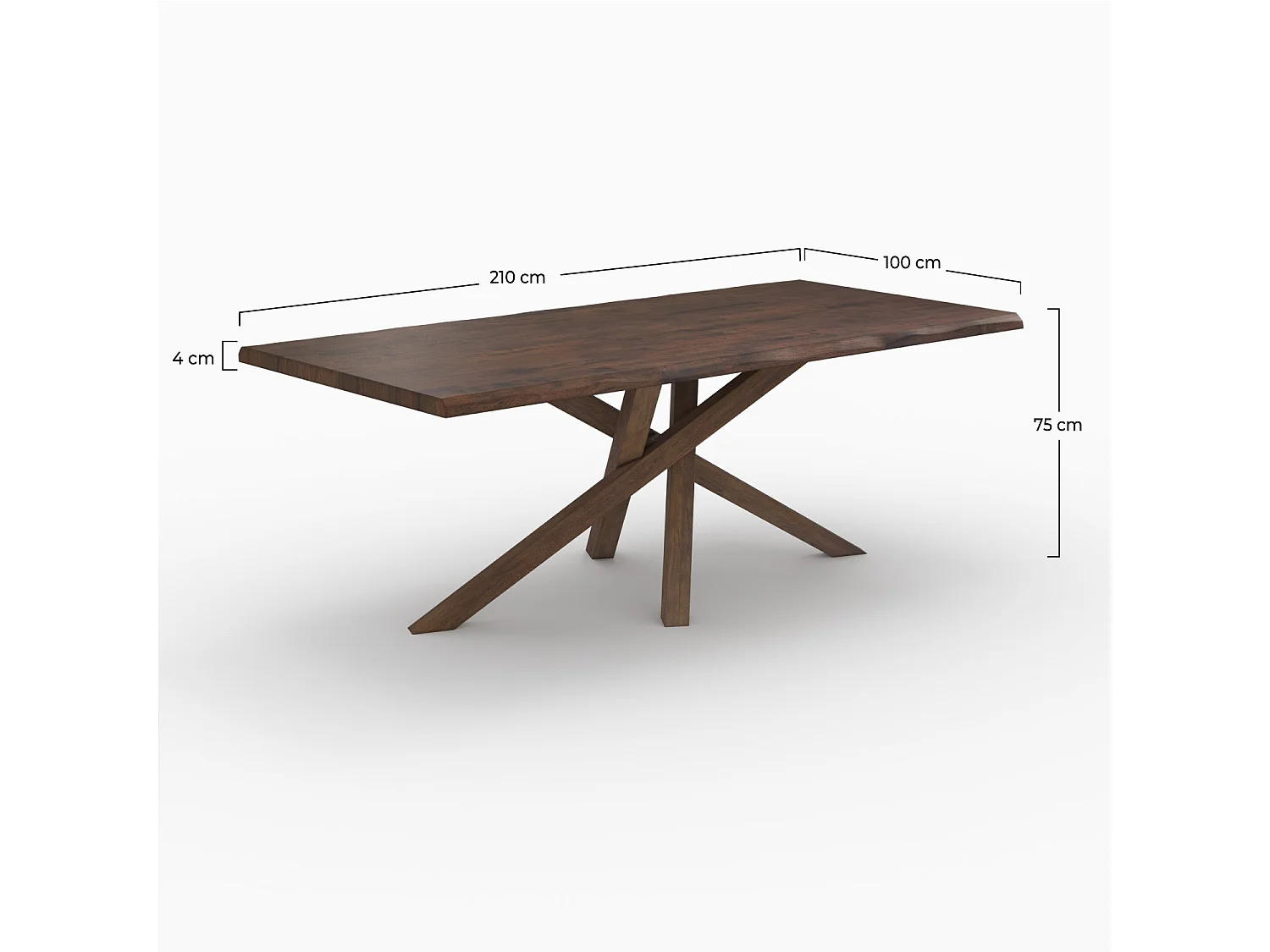 Tavolo rettangolare in legno massiccio di hevea scura 8 persone - Robin