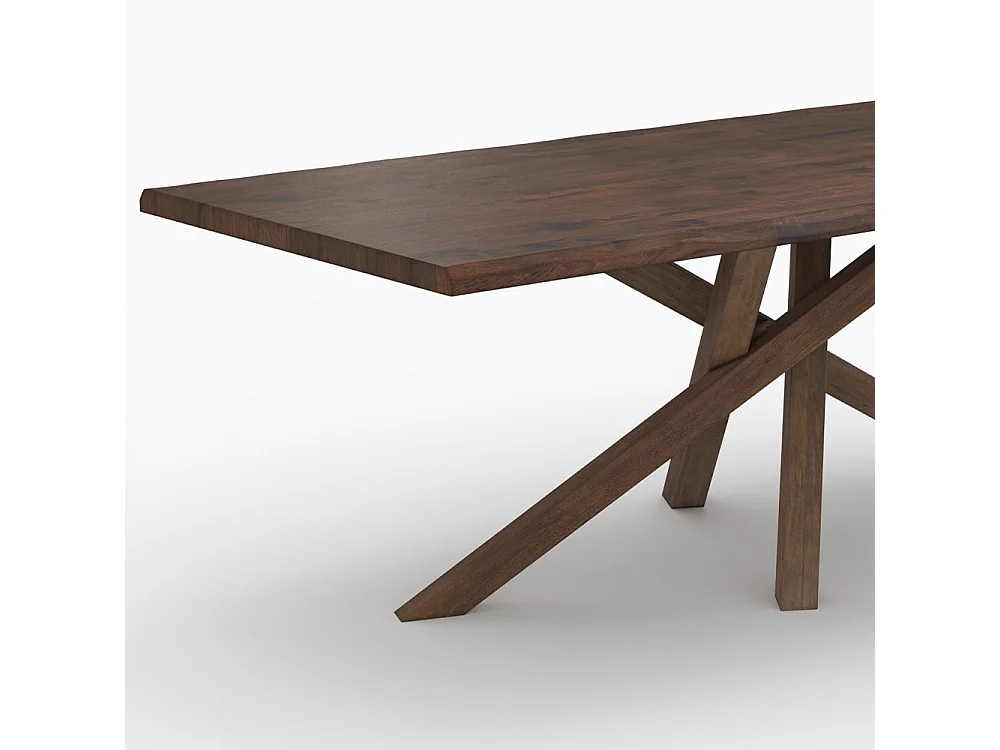 Tavolo rettangolare in legno massiccio di hevea scura 8 persone - Robin