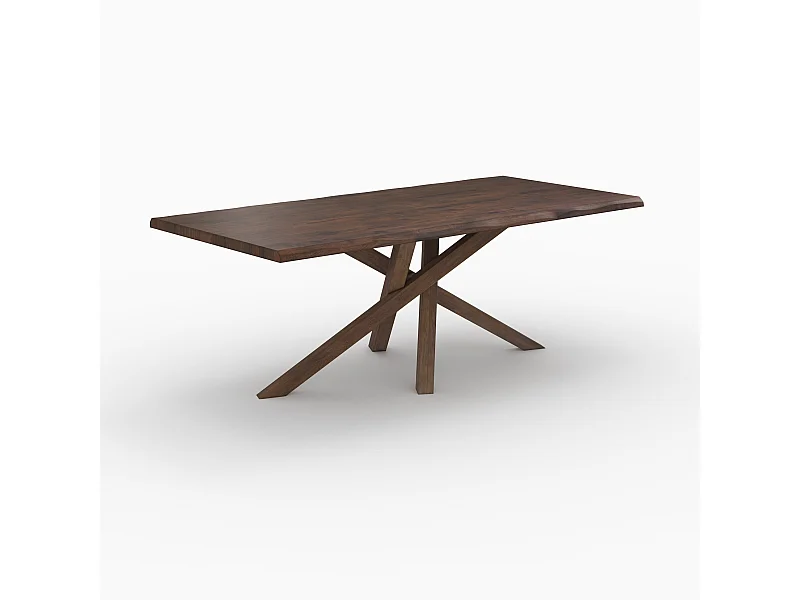 Table rectangulaire en bois d'hévéa massif foncé 8 personnes - Robin