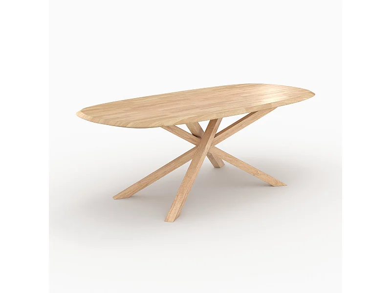 Mesa rectangular de madera maciza de hevea clara 10 plazas - Aladin