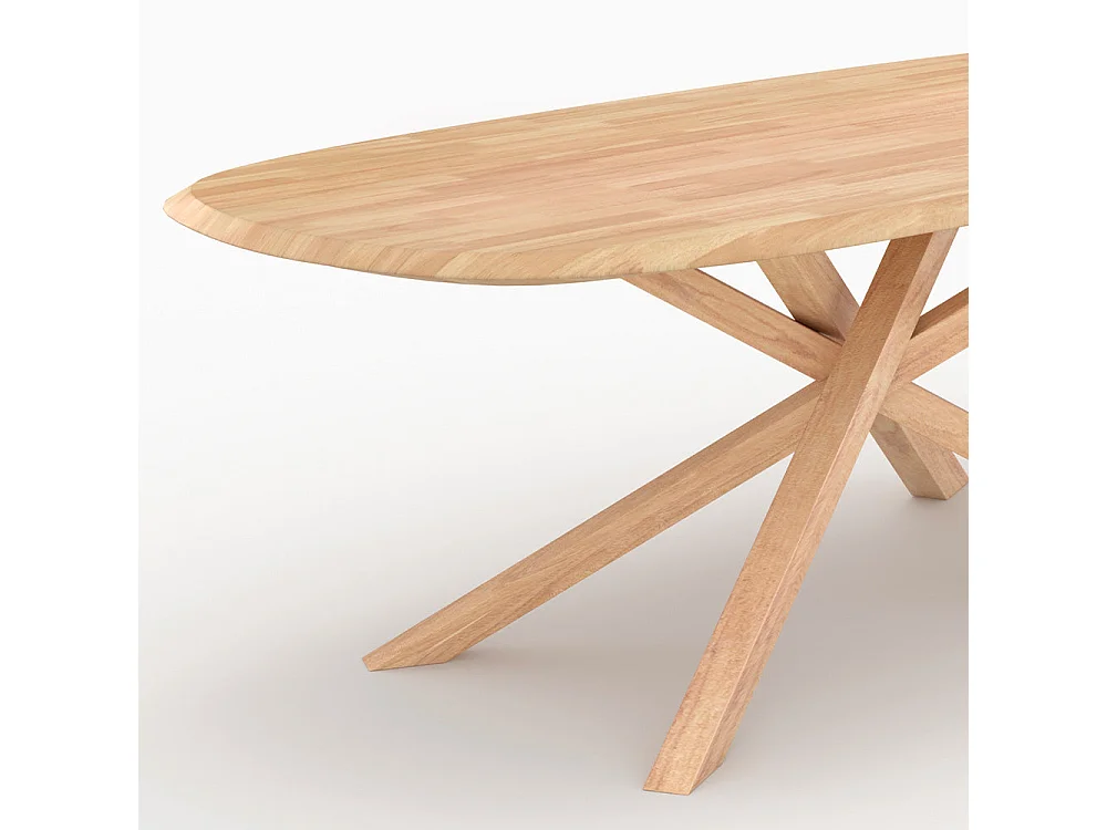 Mesa rectangular de madera maciza de hevea clara 10 plazas - Aladin