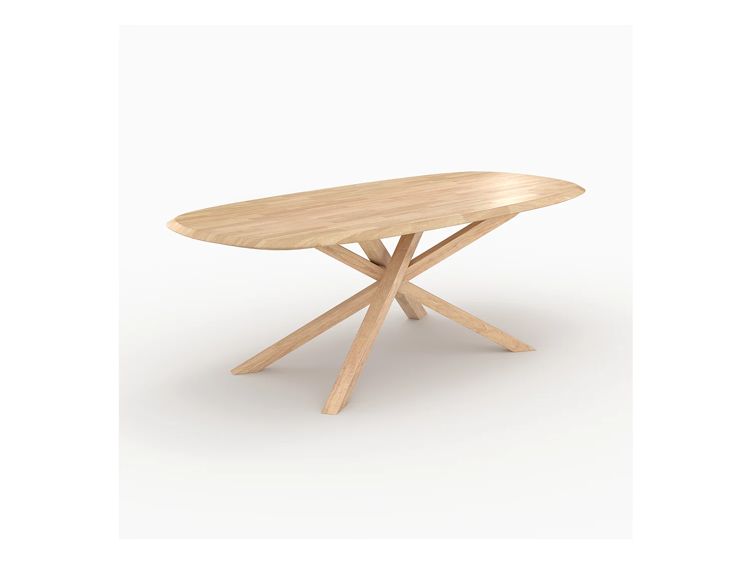 Table rectangulaire en bois d'hévéa massif clair 10 personnes - Aladin