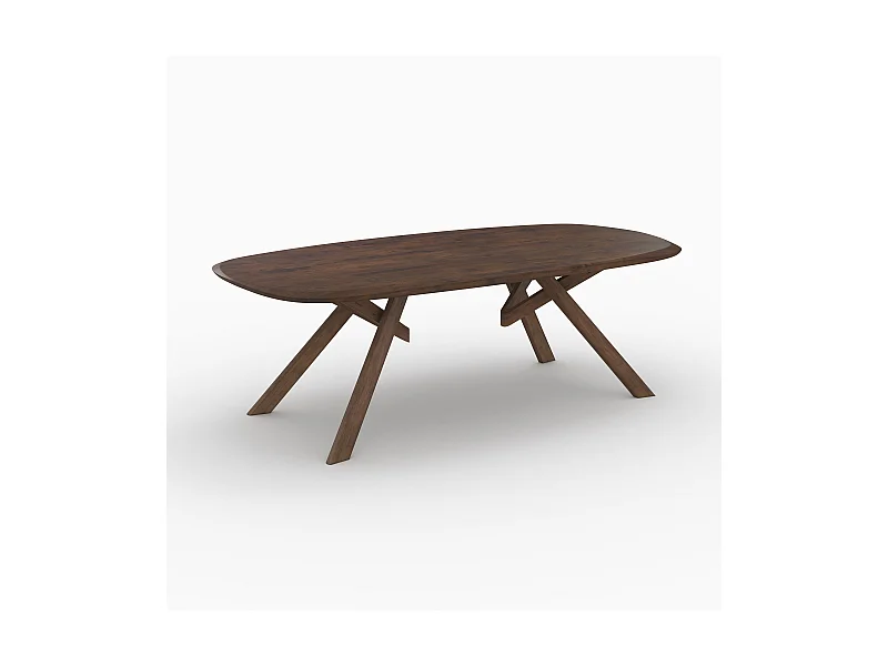 Tavolo rettangolare in legno massiccio di hevea scura 8 persone - Merlin