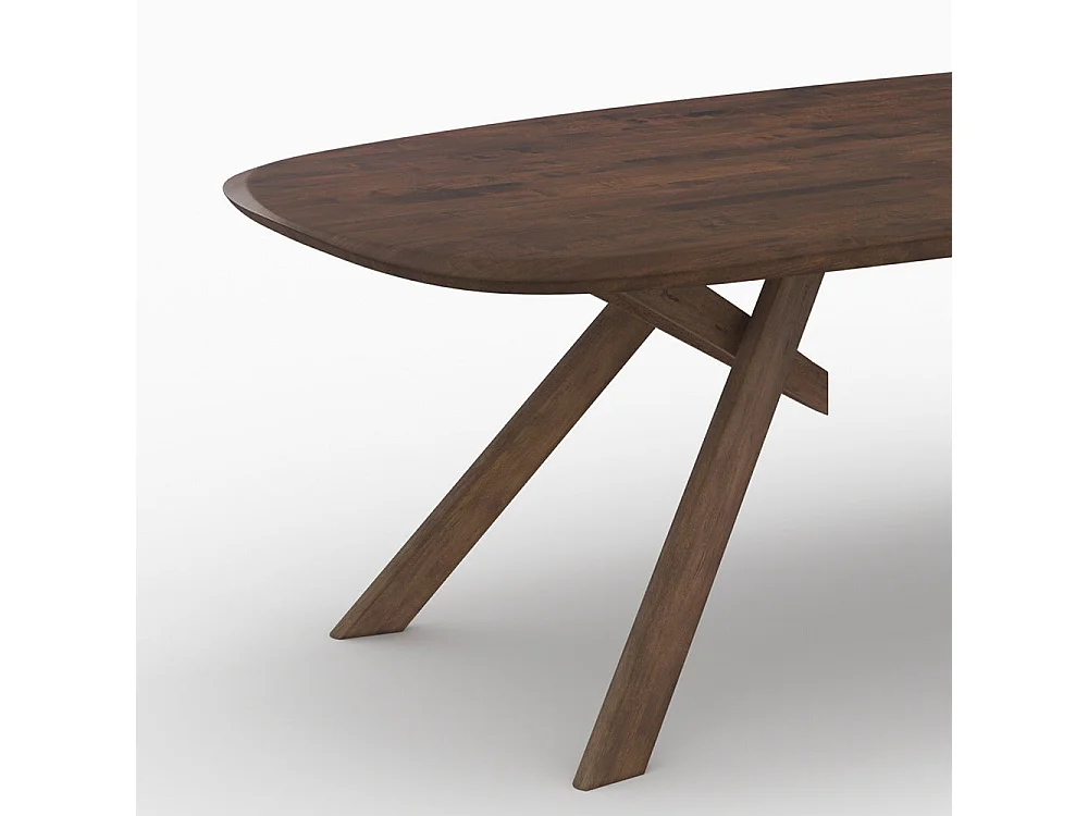 Mesa rectangular de madera maciza de hevea oscura 8 personas - Merlin