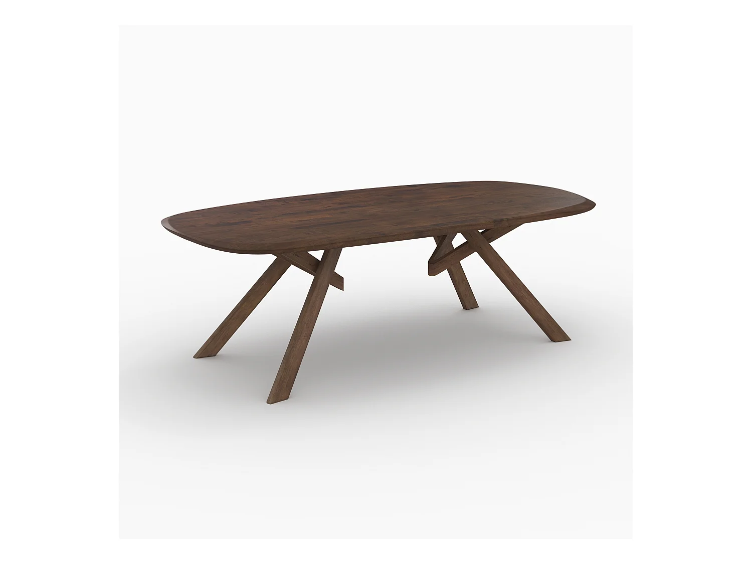 Table rectangulaire en bois d'hévéa massif foncé 8 personnes - Merlin