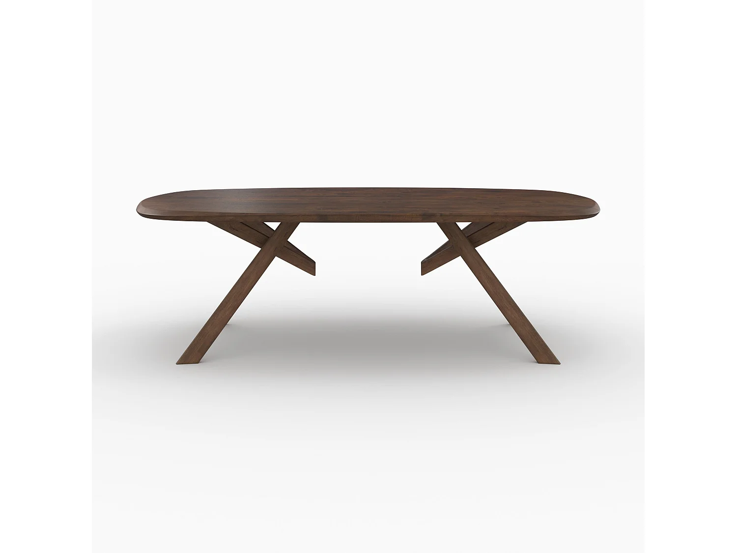 Table rectangulaire en bois d'hévéa massif foncé 8 personnes - Merlin