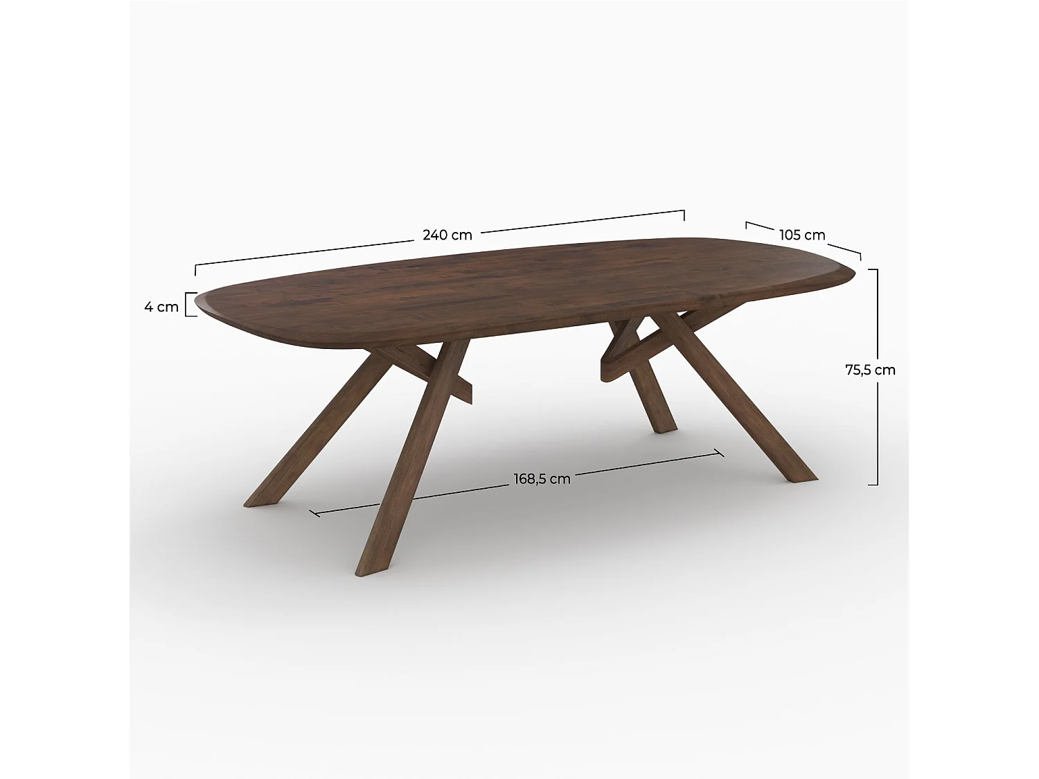 Table rectangulaire en bois d'hévéa massif foncé 8 personnes - Merlin