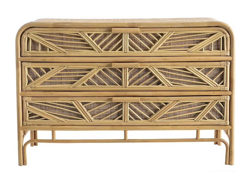 Commode vintage en rotin 3 tiroirs L120 cm GALON