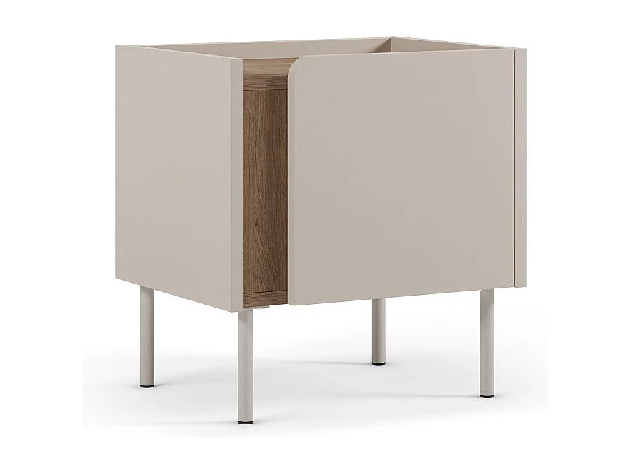 Boxy - Table de chevet 1 porte en bois et métal - Beige