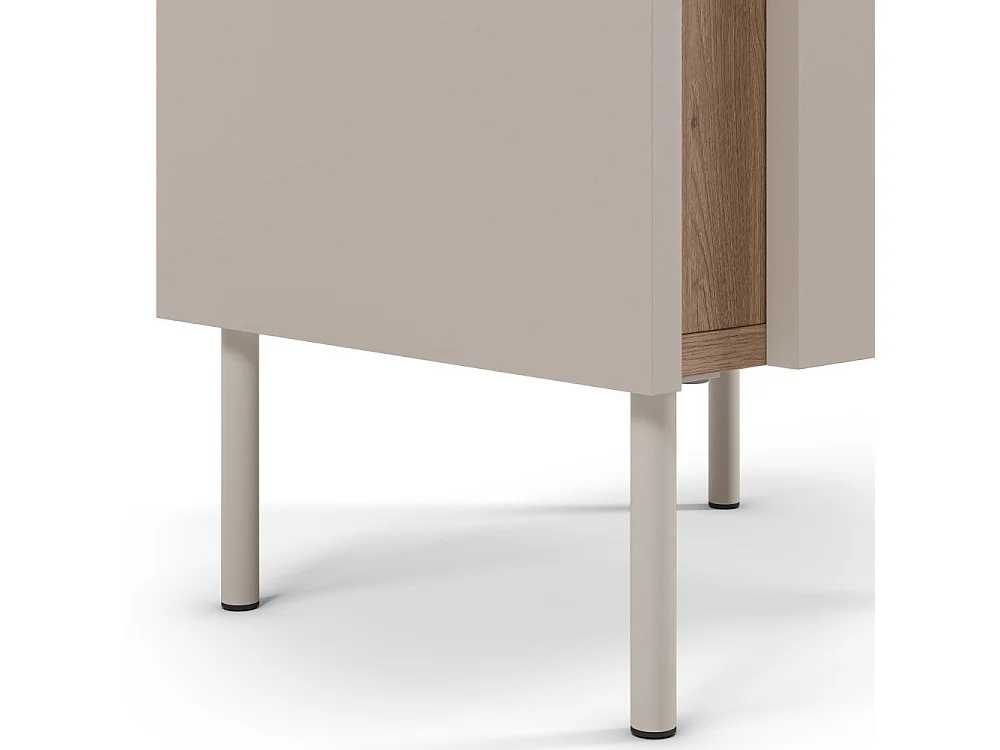 Boxy - Table de chevet 1 porte en bois et métal - Beige