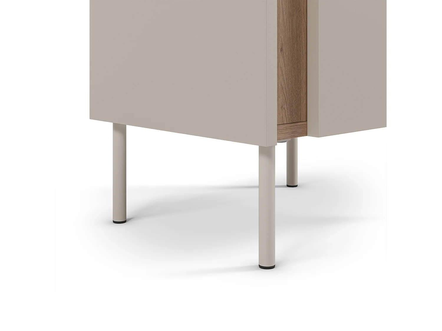 Boxy - Table de chevet 1 porte en bois et métal - Beige