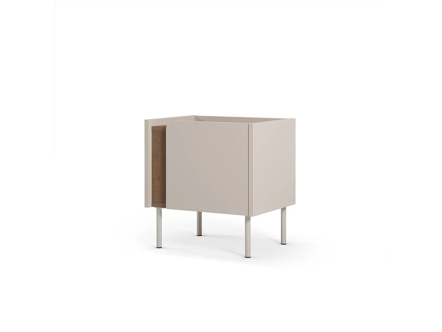 Boxy - Table de chevet 1 porte en bois et métal - Beige
