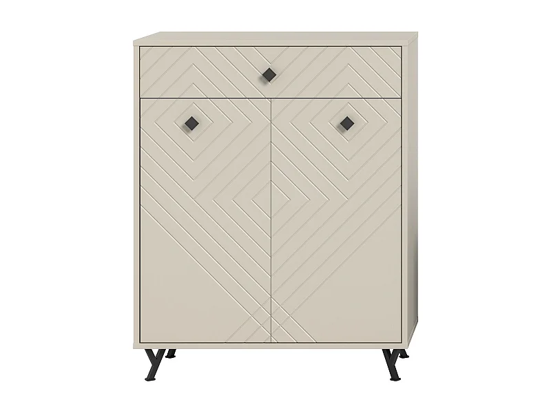 Meuble à chaussures LUNA – Beige mat – 2 portes battantes – 80x100x35 cm