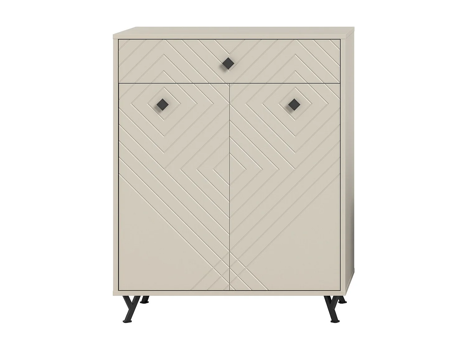 Meubel voor schoenen LUNA - Mat beige - 2 openslaande deuren - 80x100x35 cm