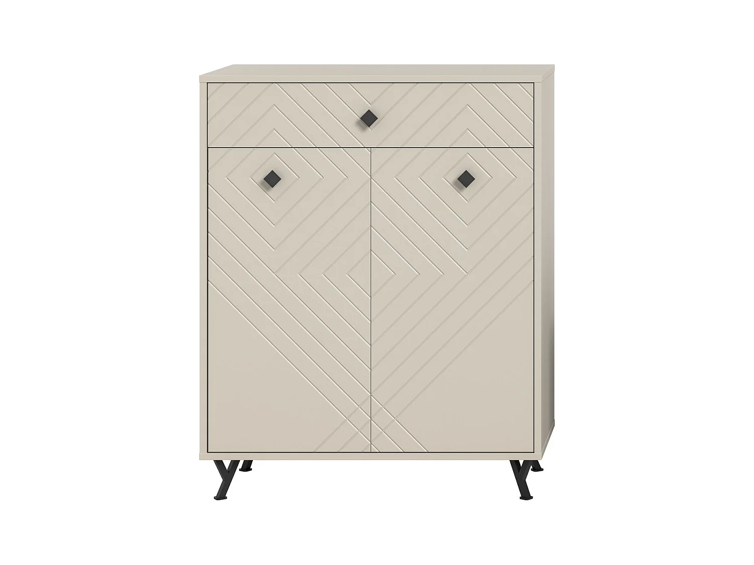 Meuble à chaussures LUNA – Beige mat – 2 portes battantes – 80x100x35 cm