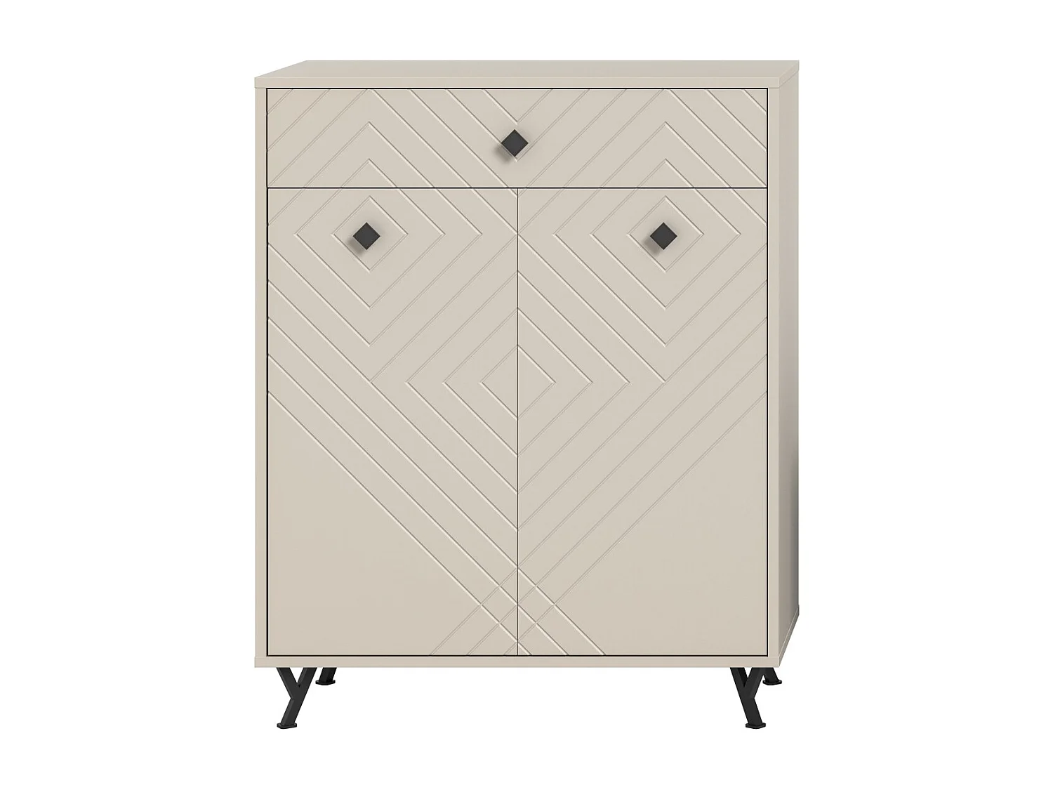 Schuhschrank LUNA – Mattbeige – 2 Drehtüren – 80x100x35 cm